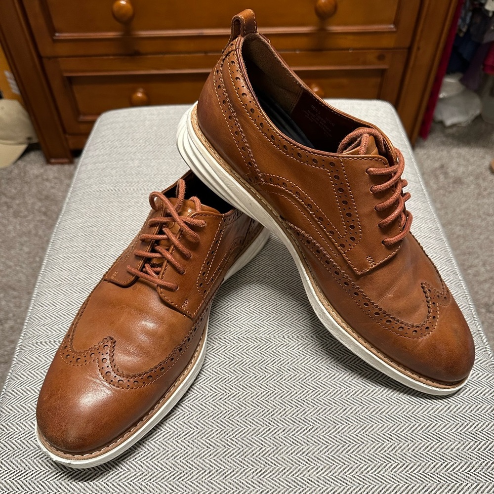 Cole Haan GrandEvolution Shrtw Wingtip Oxford British Tan Size 10.5